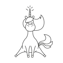 Illustration  with cute unicorn for coloring book.