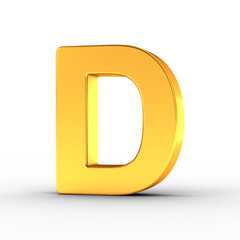 The letter D as a polished golden object with clipping path