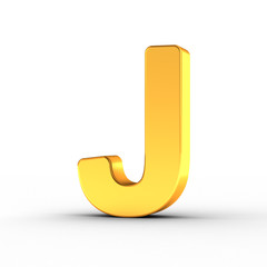The letter J as a polished golden object with clipping path