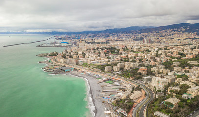 Aerial view of Genoa city in Italy