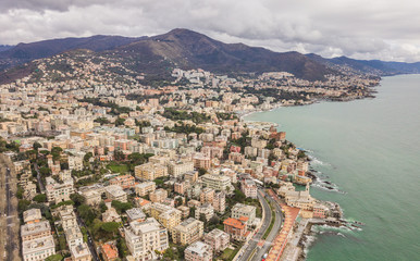 Fototapeta na wymiar Aerial view of Genoa city in Italy