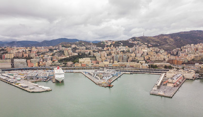 Fototapeta premium Aerial view of Genoa city in Italy