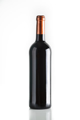 red wine and a bottle isolated over white background