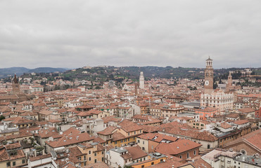 Fototapeta na wymiar Cityscape of Verona city, Italy. Aerial view
