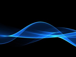      Abstract Background With Blue Line Wave On Black 