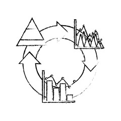 cycle arrow diagram bar graph business theme vector illustration sketch design