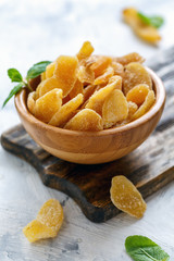 Bowl with candied ginger.
