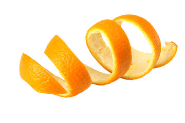 fresh orange peel isolated on white background