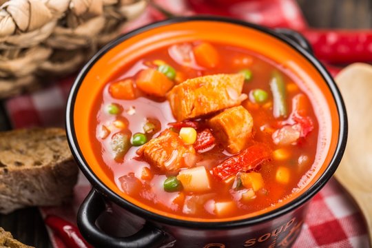 Stew soup with meat and vegetables