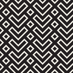 Stylish lines lattice. Ethnic monochrome texture. Abstract geometric background design. Vector seamless pattern.