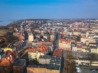 Fototapeta na wymiar Aerial view of Grudziadz city in Poland
