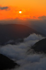 Orange sunrise over Cheat River
