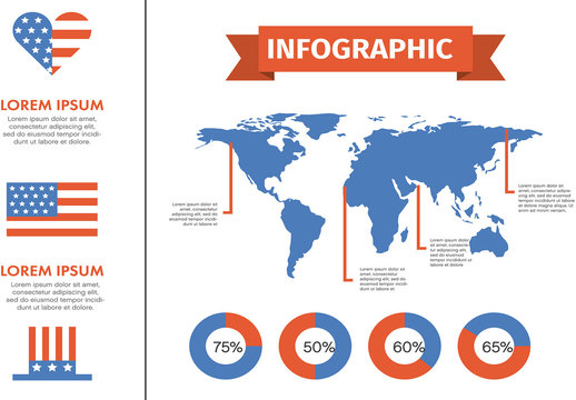 Blue and Red Patriotic Data World Infographic Template