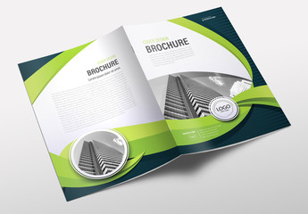 Business Brochure Cover Layout with Green Accents