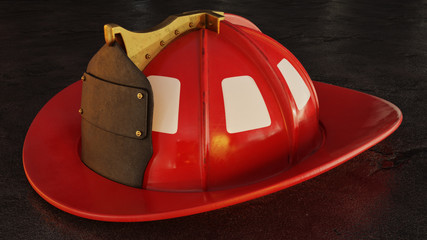 Blank Firefighter Helmet on asphalt