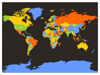Countries of the World. Colorful vector map.