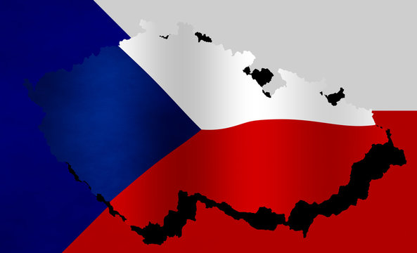 Illustration of a Czech flag with a contour of border
