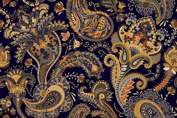 Kleurrijk Paisley-patroon voor textiel, omslag, inpakpapier, web. Etnisch vectorbehang met decoratieve elementen