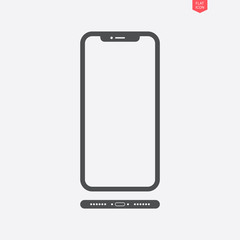 smartphone icon in the flat style with a view from below on grey background. stock vector illustration eps10