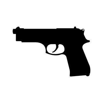 Icono plano silueta pistola beretta en color negro
