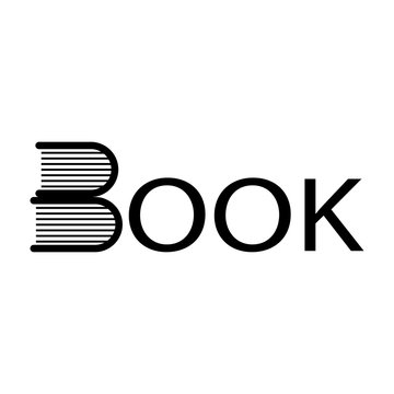 Logotipo BOOK con libros en color negro