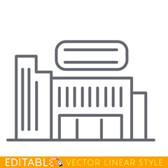 Shopping centre linear icon. Mall building. Thin line illustration. Supermarket contour symbol. Vector isolated outline drawing. Editable stroke