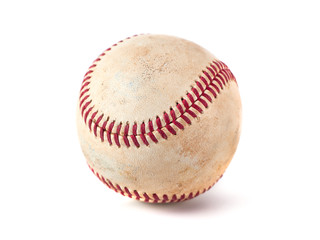 worn baseball isolated on white background, sport