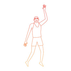 Man with swim suit jumping vector illustration graphic design