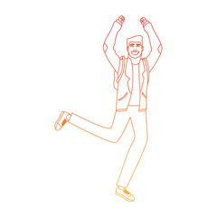 Young man happy cartoon vector illustration graphic design