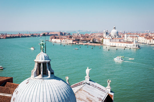 Beautiful Venice, Italy. Canale della Giudecca and Santa Maria della Salute (Saint Mary of Health).