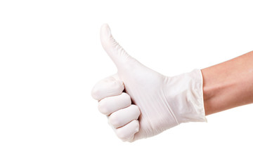 Woman hand tumb sign. Isolated on white background