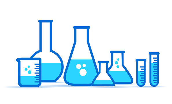 Glass Lab Jars, laboratory equipment icon. Set chemical vessels Vector illustration