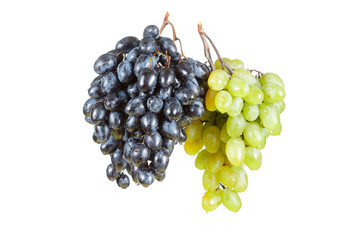 Fototapeta premium blue and green grape dropped into water with splash isolated on white