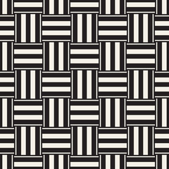 Trendy twill weave Lattice. Abstract Geometric Background Design. Vector Seamless Black and White Pattern.