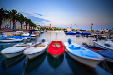 Fototapeta na wymiar Picturesque scenery of the waterfront and harbor in Split, Croatia, Dalmatia County