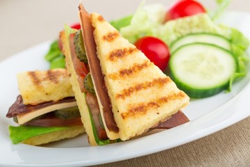 Fresh appetizing sandwich with vegetables