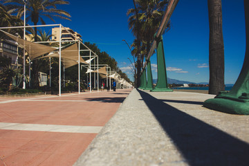 Promenade. Promenade on a sunny day. Estepona, Malaga, Spain. Picture taken – 26 march 2018.