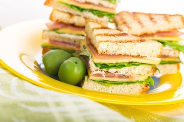 Fresh appetizing sandwich with vegetables