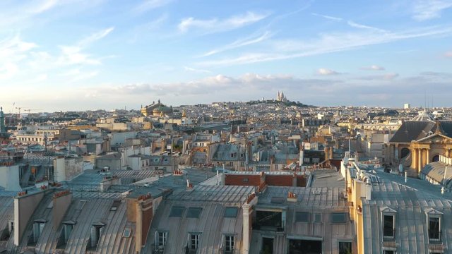  Professional video of aerial view on Sacre Coeur in Paris in 4k slow motion 60fps