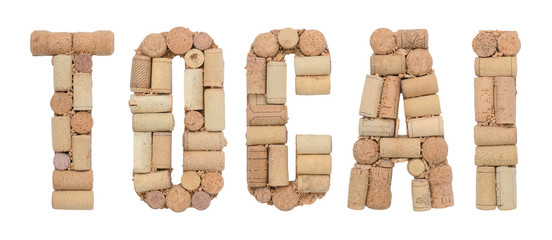 Grape variety Tocai made of wine corks Isolated on white background