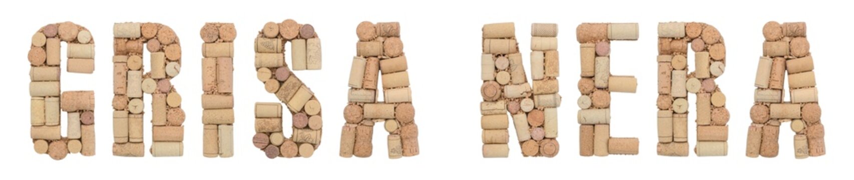 Grape variety Grisa nera made of wine corks Isolated on white background