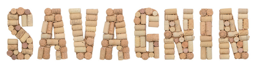 Grape variety Savagnin made of wine corks Isolated on white background