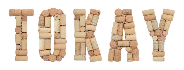 Grape variety Tokay made of wine corks Isolated on white background