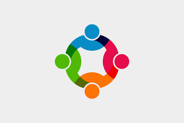Teamwork Social Network Logo. Vector Graphic Illustration