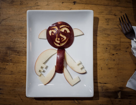 Overhead view of apple slices arranged in a shape