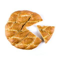 Ramadan Pita (Ramazan Pidesi) Traditional Turkish bread for holy month Ramadan.