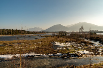 View to the alps from a viewpoint in Nicklheim
