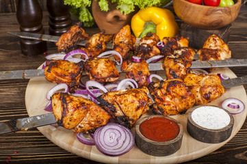 Raw barbecue shish kebabs - grilled meat