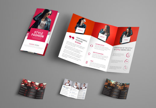 4 Trifold Brochures with Diagonal Design Elements