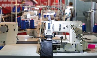 Sewing factory, nobody, overlock machines